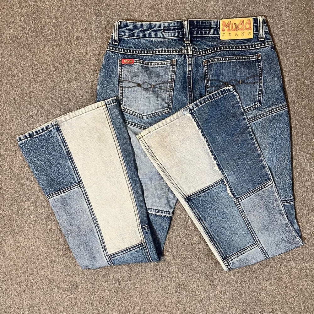 Mudd Jeans LIKE NEW Junior’s women’s Y2K Vintage Size 9 Patchwork Bell Bottoms